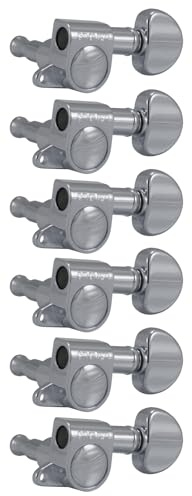 Grover 205C6 Mini Rotomatics with Round Button - Guitar Machine Heads, 6-in-Line, Bass Side (Left) - Chrome