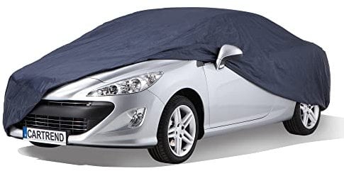 cartrend Vollgarage New Generation, Auto Abdeckplane, wetterfeste, waschbare Abdeckung, Polyester blau, mit Aufbewahrungstasche, Größe XL