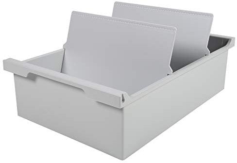 Exacompta 52340D Karteikassette Karteitrog DIN A5 quer. Aus Recycling-Kunststoff mit 2 Trennplatten für bis zu 1200 Karteikarten lichtgrau Blauer Engel Karteikasten