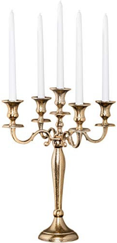 Design Barock Kerzenständer 5-armig Lüster 40cm Goldoptik Kerzenhalter