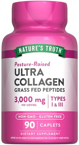 Nature's Truth Collagen Peptides | 90 Caplets | Type 1 and 3 with Vitamin C | Grass Fed, Non-GMO & Gluten Free Supplement