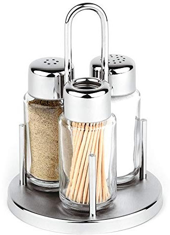 PADERNO Salt/Pepper Shaker & Toothpick Holder Set Stainless Steel 18/8 41638-13