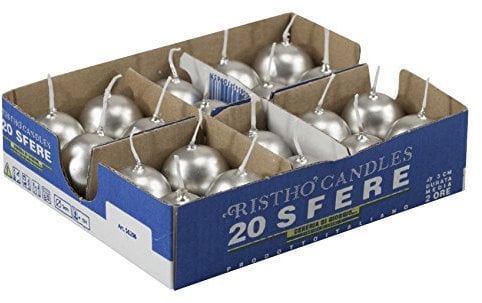 Cereria di Giorgio Risthò Velas de Bola, Cera de parafina, Plateado, 3 cm, 20