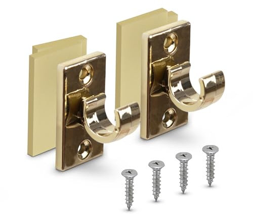 Bestlivings 8er Pack Ersatzträger für Gardinenstangen bis Ø 12 mm in Gold (L 2,5 cm), Träger für Cafehausstangen, Scheibenstangen