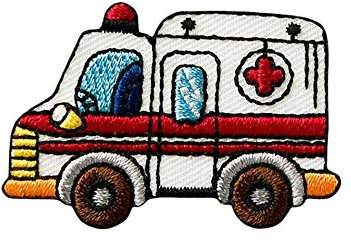 Mono-Quick Bügelbild Aufnäher Patch Applikation zum Aufbügeln Krankenwagen 4,5 x 3,2 cm, 04019, farbig