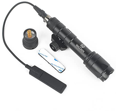SBGJMY M600C Lampe Torche Tactique Avec Coussin de Pression et Interrupteur à Bouton de Queue Torche de 600 Lumens pour Système de Rail Picatinny 20mm (Noir)