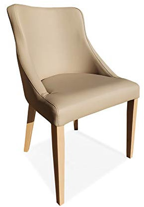Quattro Meble Beige Echtleder Stühle Tolo mit hell buchenholzbeinen Leder Sand Esszimmerstuhl Lederstühle Echt Leder Lehnstuhl Rindsleder Volleder Esszimmerstühle Eszimmer Stuhl