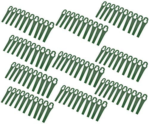 The Lord of the Tools Lot de 100 lames de tondeuse à gazon Vert Compatible avec Bosch ART23 Accutrim (plastique)