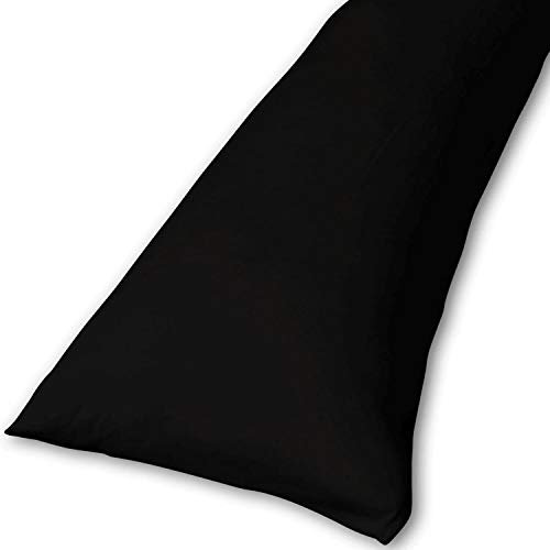 Traumreiter Bezug Seitenschläferkissen 140x40 I 40x140 und 40x145 Seitenschläferkissen Bezug 40 x 145/40 x 140 Kissenbezug 40x145 Baumwolle 97% Elastan 3% mit Reißverschluss (schwarz (43))