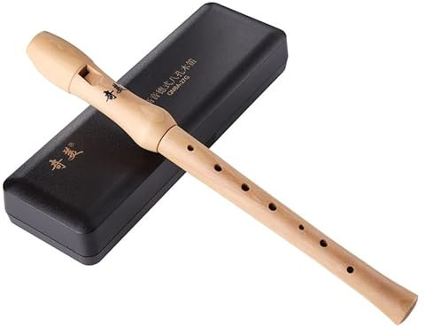 Flûte à Bec en Bois pour Enfants et Débutants, Doigté Baroque, Flûte à Bec Soprano avec Etui, Nettoyant pour Flûte