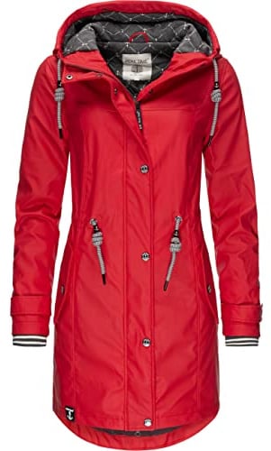Peak Time Damen Regenjacke Regenmantel Jacke wasserdicht mit Kapuze L60042 Rot21 Gr. L