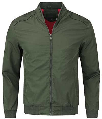 YOUTHUP Jacke Herren Leichte Cargojacke Outdoor Winddicht Übergangsjacke für Freizeit Sport, Grün-8835, M