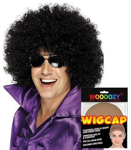 NEU Perücke Unisex Super-Riesen-Afro Locken, schwarz - mit Haarnetz