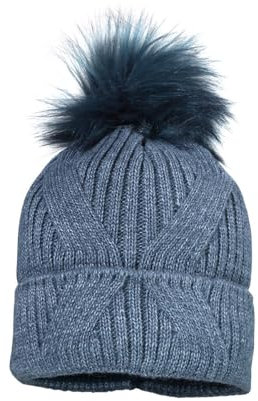 maximo Kids Girl-Mütze, Umschlag Pompon, Vollfutter Made in Europe 51/-53 altindigo