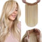 LaaVoo Invisible Wire Haare Extensions Echthaar Blond Extensions Echthaar mit Draht Highlighted Goldbraun mit Hellblond Remy Fish Line Extensions Echthaar Natürlich 100g #P12/24 50cm