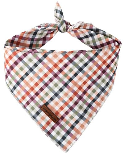 Unique style paws Hundeschal, Triangle Halsdreiecke Für Jungen Mädchen Hunde, Hochwertiger, Strapazierfähiger Stoff, Bunt Kariert Hundehalstücher für Kleine Mittel Große Hunde und Katzen(Groß)