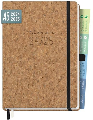 Häfft® Chäff-Timer Premium Kalender 2024/2025 A5 Kork Buchkalender, Terminplaner, Terminkalender, Wochenplaner, Wochenkalender 18 Monate: Juli 24 bis Dez 25 - nachhaltig & klimafreundlich