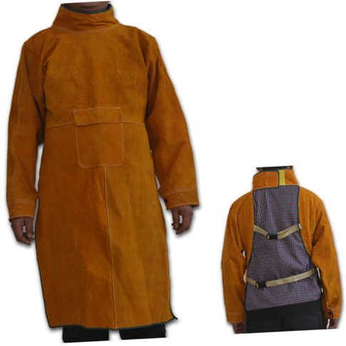 DOITOOL Schutzkleidung für Schweißer Arbeitsschürze zum Schweißen Anti-Flammen-Kleidung Schweißeruniformen Schweißerschutzschürze Verbrühungsschutz Schutzanzug Lederjacke