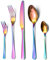LAZAHOME Besteck Set, Edelstahl Spiegelpoliert 30 teilig Besteckset für 6 Personen, Essbesteck Set mit Messer Gabel Löffel für Familie/Party/Restaurant, Regenbogen Tafelbesteck, Spülmaschinenfest
