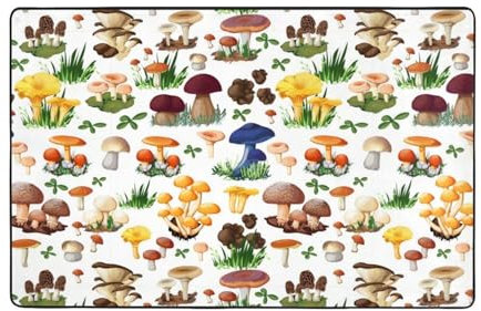 OPSREY Japanischer Malerei-Pilz-Teppich, weicher Teppich, rutschfeste Bodenmatte, flauschig, dekorativer Teppich für den Innenbereich