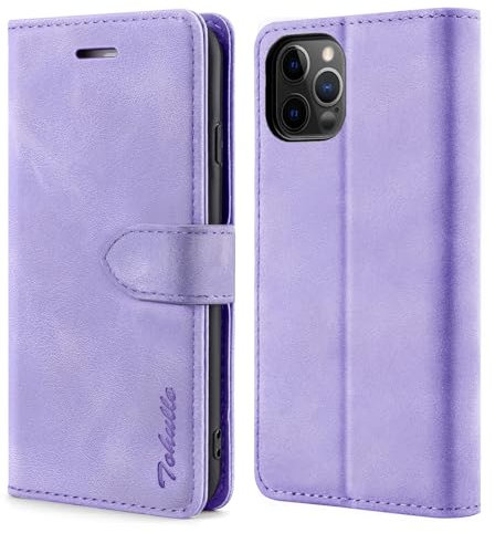TOHULLE Case for iPhone 13 Pro Max, Premium PU Leather Wallet Case with Card Holder Kickstand Magnetic Closure Flip Folio Case Cover Compatible with iPhone 13 Pro Max - Purple