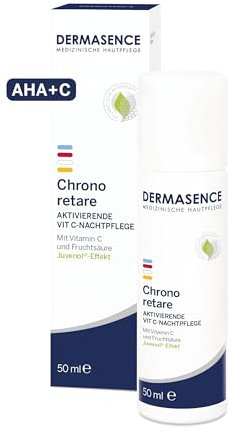 DERMASENCE Chrono Retare VIT-C Nachtpflege, 50 ml, Anti-Aging Nachtcreme mit Vitamin C & Fruchtsäure, regeneriert die Haut im Schlaf, glättet feine Linien, verbessert Hautbild, parfümfrei, reife Haut