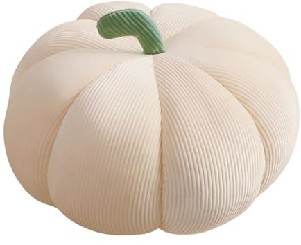 Viusneun Kürbis Kissen, 3D Plüsch Kürbis Dekokissen Weich Flauschig Kürbis Kopfkissen Halloween Kürbis Sofakissen für Halloween Dekoration Kinderzimmer Zuhause Kissen (Beige,35 cm)