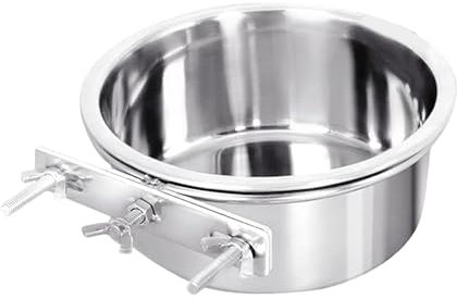 Dog Food Bowl | Stainless Steel Water Bowl for Pets | Crate Water Bowl with Holder, Wall-Mounted Cup for Cages and Coops, Comfortable Feeding Bowls for Dogs and Cats, and Easy to Clean