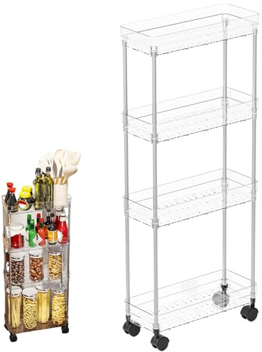 Lagerung Auto Metall Trolley Kosmetische Auto Küchenwagen Trolley mit Allzweck-Regalen Rollwagen für Schlafzimmer Make-up Bad Büro Weiß