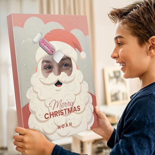 Personalisiertes Süßigkeiten Adventskalender 2025 – 24 Mini-Süßigkeiten mit Foto & Namen, ideal als Adventcadeau für Kinder
