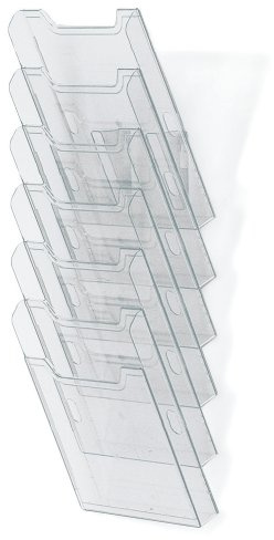 Exacompta - Réf. 64758D - 1 trieur mural - Format A4 vertical - 6 compartiments profondeur de 26 mm - A fixer au mur (accroches fournies) - Dimensions : 15,5 x 23,9 x 66,5 cm - Cristal