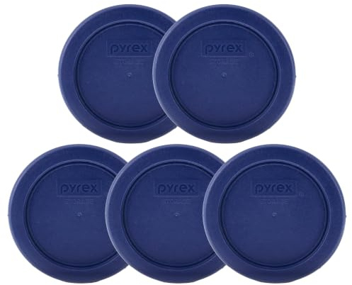 Pyrex 7202-PC (1-Cup) Dark Blue Replacement Lid (5-Pack) - Made in USA | BPA-Free Plastic | Fits 1-Cup Bowls | Microwave Safe | Freezer Safe | Top-Rack Dishwasher Safe | Meal Prep