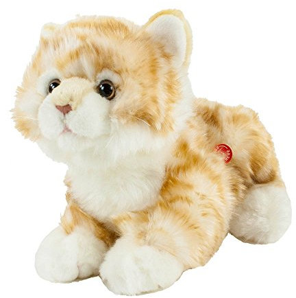 Teddys Rothenburg Kuscheltier Katze mit Stimme 30 cm (mit Schwanz) liegend rot/weiß getigert Plüschkatze by Uni-Toys