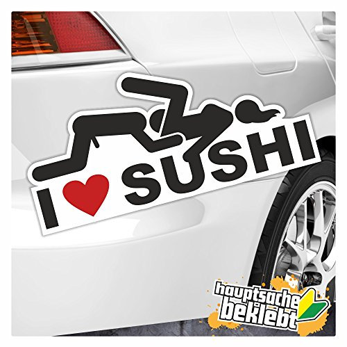 Kiwistar - Autoaufkleber - I Love Sushi Aufkleber - für Auto, Laptop, Fahrrad, LKW, Motorrad Aufkleber mehrfarbig Sticker Decal