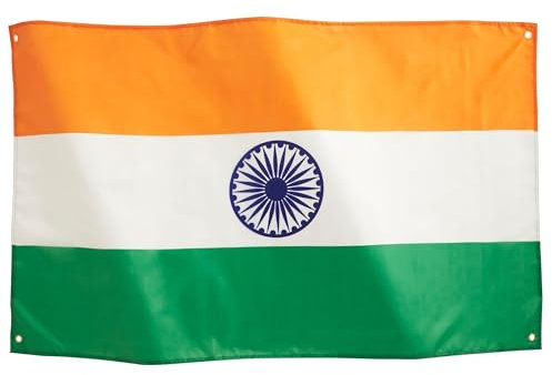 Runesol Indien Nationalflagge 3x5, 91x152cm, Indische Trikolore, Ashoka Chakra, 4 Ösen, Messingöse In Jeder Ecke, Indische Fahne, Tamil New Year, Vishu, Bohag Bihu, cricket, Mahabishuba Sankranti