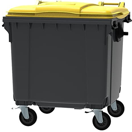 ESE Poubelle Conteneur à déchets 1100L + Couvercle jaune