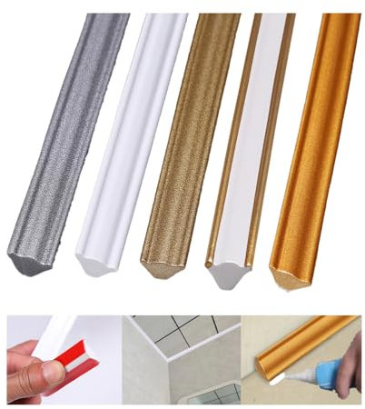 Moulure décorative autocollante de 500 cm - Moulure d'angle - Bande décorative flexible - Bande décorative autocollante - Moulure de plafond autocollante - Moulure décorative murale (M blanc - 5 m)