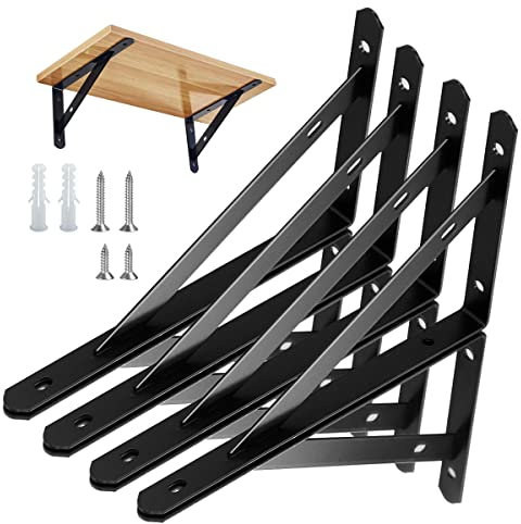 8 Stück Regalhalterungen Schwerlast-Träger 90 Grad Wand-Winkel Regalhalterung Metall Regalträger mit Schrauben Wand Regalträger Eisen Regalwinkel für Winkel Regal (20×12CM),Schwarz