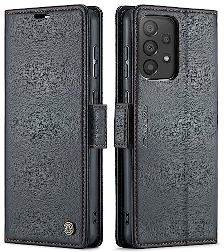 QLTYPRI Hülle für Samsung Galaxy A52S 5G/A52 4G 5G Handyhülle mit RFID Schutzhülle, Vintage Leder Hülle mit Kartenfach Ständer PU Ledertasche Stoßfeste Flip Wallet Case für Samsung A52/A52s - Schwarz