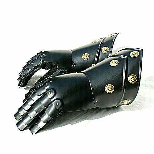 Mittelalterliche Rüstung Stulpen Historische Schwarze Arm Handschuhe Ritter Larp Krieger Stulpen Europäische Kreuzritter Arm Handschuhe Rollenspiel Kostüm, Schwarz , One size