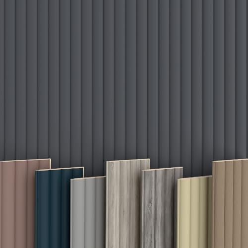 WAVE Lamellen 2,75m HEXIM - MDF Holz Lamellenwand Wandpaneele Lamellenverkleidung Wandverkleidung Lamellenpaneele Holzpaneele Natur (1 Paneel, Wave De Luxe Black Lead)