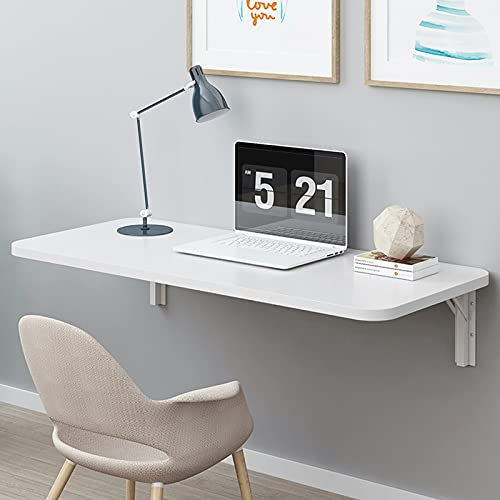 Weißer, an der Wand montierter, klappbarer Computertisch, herunterklappbarer Wandtisch, Küchen-Frühstückstisch, klappbarer Arbeitstisch für Zuhause, Büro, Garage, Garten, Waschküch