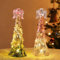 Lewondr Glas-Weihnachtsbaum 2 Stück, Tischplatte Quecksilber Beleuchtet Kleinen Baum mit Engel Baum Topper, Built-in Batterien Betriebene Weihnachten Tisch Lichter Xmas Dekoration
