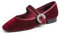 Feversole Square Mary Jane Fashion - Zapatos Planos con Hebilla y Puntera Redonda para Mujer, Maryjane - Borgoña, 38 EU