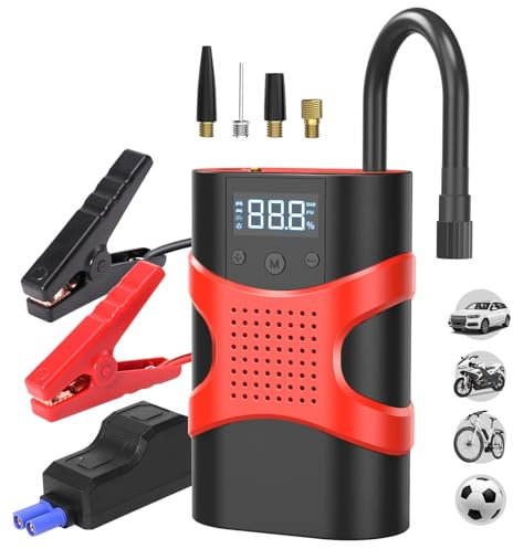 blayram Auto Starthilfe Powerbank mit Luftkompressor, 150PSI 1800A Spitzenstrom Starthilfe Powerbank für 8.5L Benzin und 7.0L Dieselmotor, Starthilfe mit LED-Taschenlampe