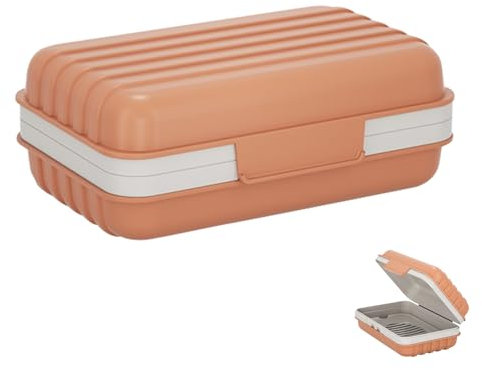 Bailinks Soap Dish with Draining Tray, Waterproof Soap Box for Bathroom, Travel, and Camping, and Mist Blue Options, Detachable Tray Prevents Soap from Soaking, Easy to Clean (Orange)