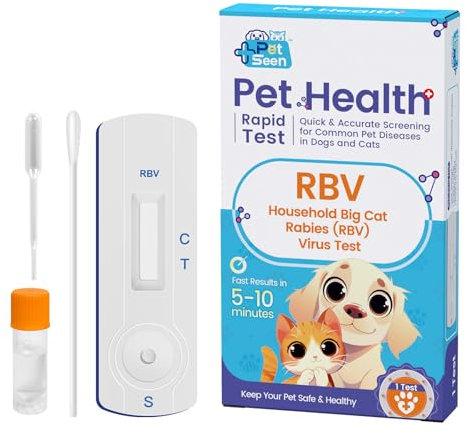Accufast Gesundheitstestkit für Haustiere – (RBV) Test auf Tollwutvirus für Großkatzen – 9 Krankheitstests für Hunde und Katzen | Schnelle, genaue Erkennung häufiger Haustierkrankheiten