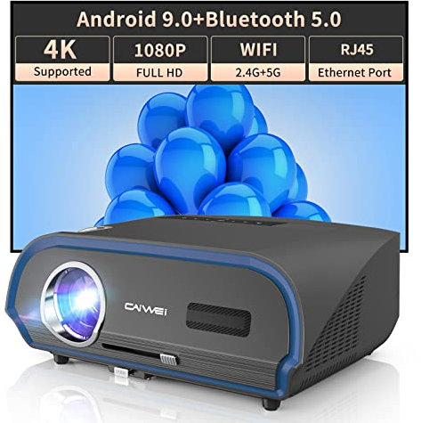 4K Beamer Full HD 1080P Heimkino,1400 ANSI Lumen Tageslicht Beamer 5G WiFi6 Android TV Beamer mit RJ45 WLAN Bluetooth HDMI USB Smart Beamer Outdoor Gaming HDR10+/DCI-P3/4D/4P Trapezförmige Korrektur