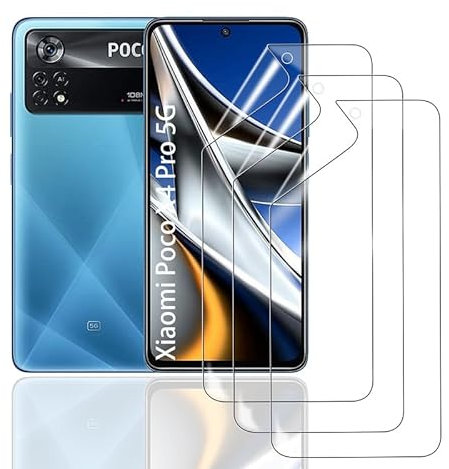 HonJenSeoa Protector de pantalla de película de hidrogel para Xiaomi Poco X4 Pro 5G, 3 Piezas película protectora de TPU suave transparente HD Curva 3D de Cobertura Completa Sin Burbujas