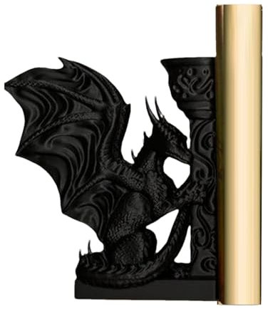 3D Printed Dragon Bookend | Wunderliche Drachenbuchungen | Heavy Duty Shruly Book endet für Regale mit Anti-Schlupf-Matte | Vintage Gothic Fantasy Dragons Buch Stopper Bücherregal dekors für Zuhause
